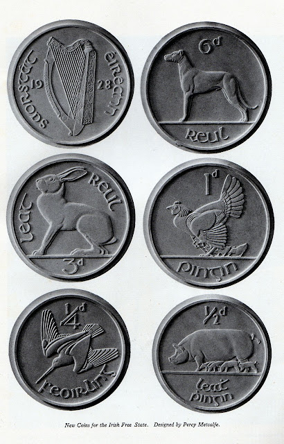Irish coinage designed in 1928 by Percy Metcalfe Irish coinage designed in 1928 by Percy Metcalfe