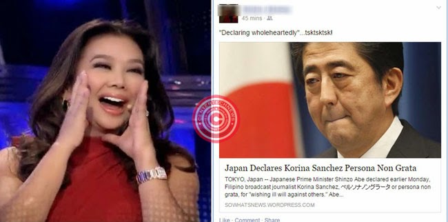 Korina Sanchez Reported as Persona Non Grata in Japan Related to Typhoon Ruby Remarks Korina Sanchez Reported as Persona Non Grata in Japan Related to Typhoon Ruby Remarks