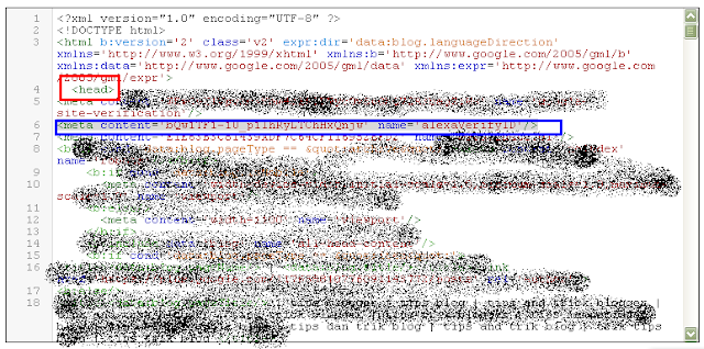 cara memasang kode verifikasi alexa di blog