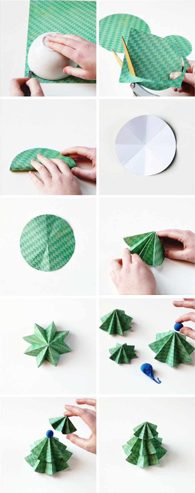 DIY PAPER CHRISTMAS TREES TOPPED WITH ORIGAMI STARS.  Gathering Beauty