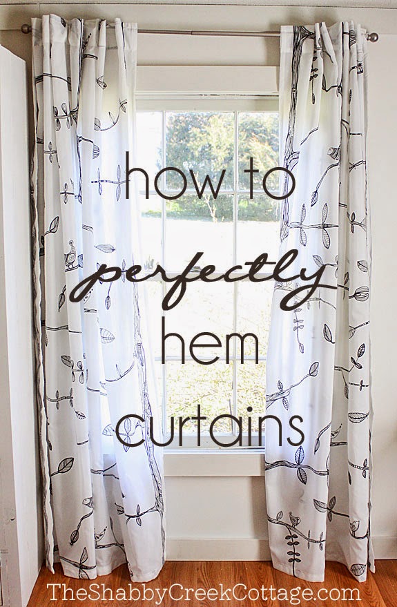 http://www.theshabbycreekcottage.com/2013/03/how-to-perfectly-hem-curtains.html