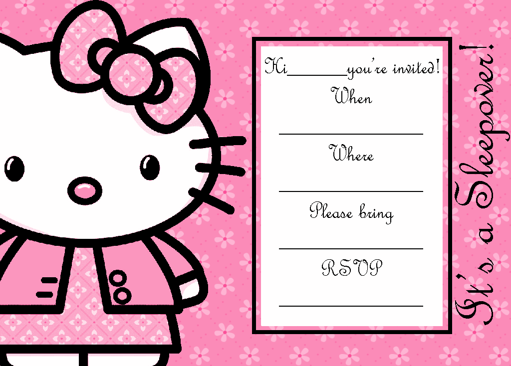 invitations for sleepover party hello kitty invitations printable