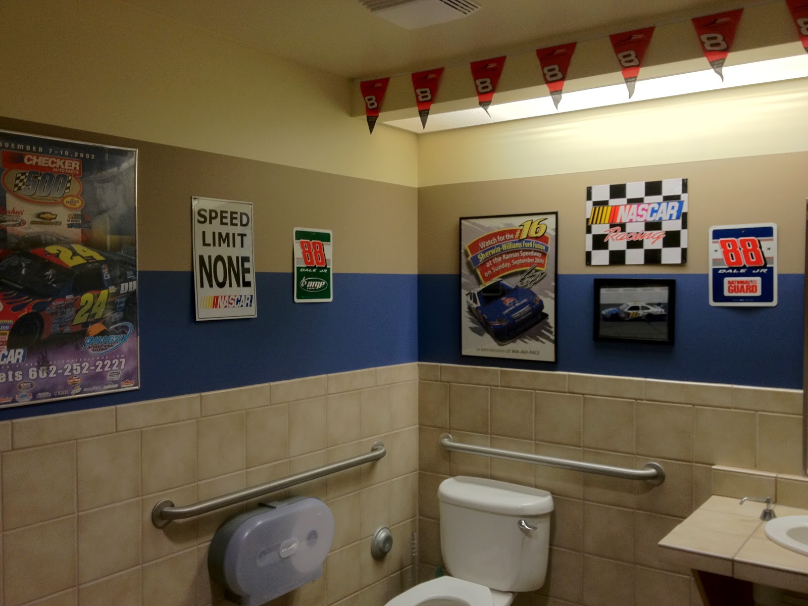 Language of Color and Texture Nascar Themed Bathroom