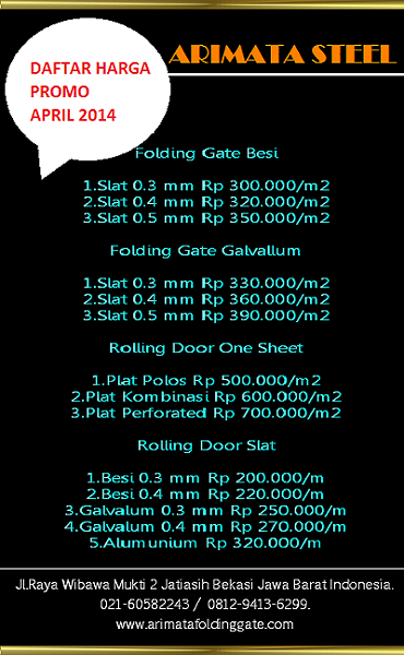 gambar daftar harga folding gate Bekasi
