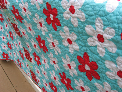 Red and Aqua Quilt ~ Finished At Last!