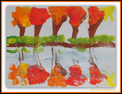 Fall Trees Reflected in Water: Kindergarten Paintings via RainbowsWithinReach Fall Trees Reflected in Water: Kindergarten Paintings via RainbowsWithinReach