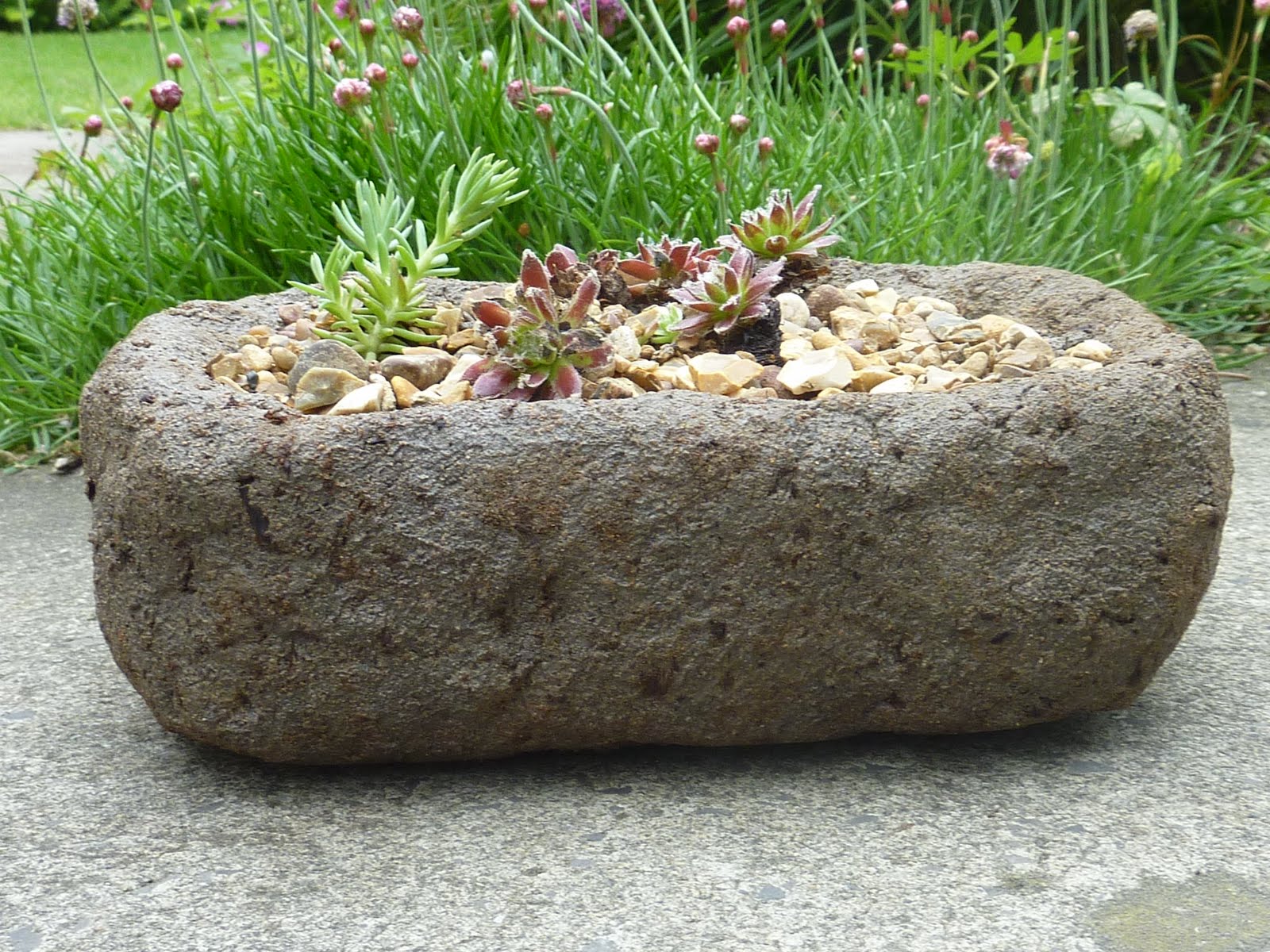 shallow stone planter