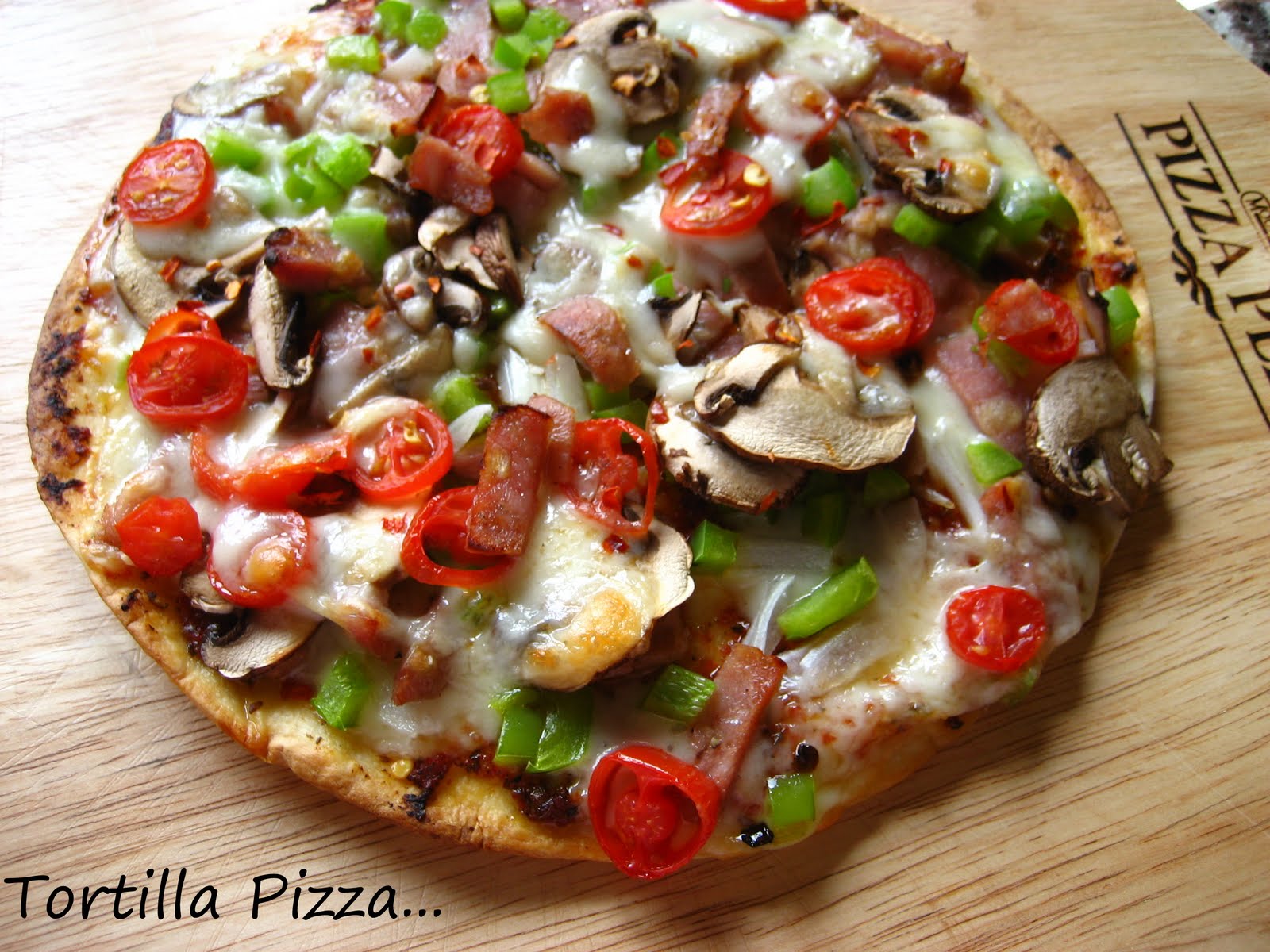 Home Cooking In Montana: Thin Crust Pizza...using Tortillas as a base