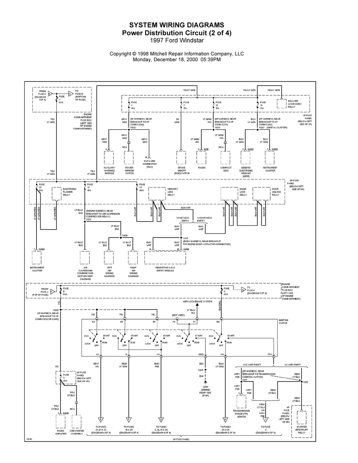 1997 Ford Windstar Complete System Wiring Diagrams