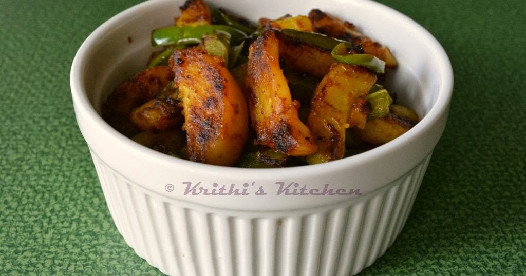 Krithi's Kitchen Aloo Capsicum Fry / Crispy Potato Bell Pepper Fry