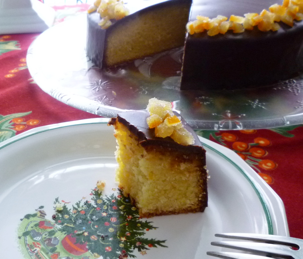 For Love of the Table Holiday Almond Cake with Clementine Syrup and a Chocolate Glaze