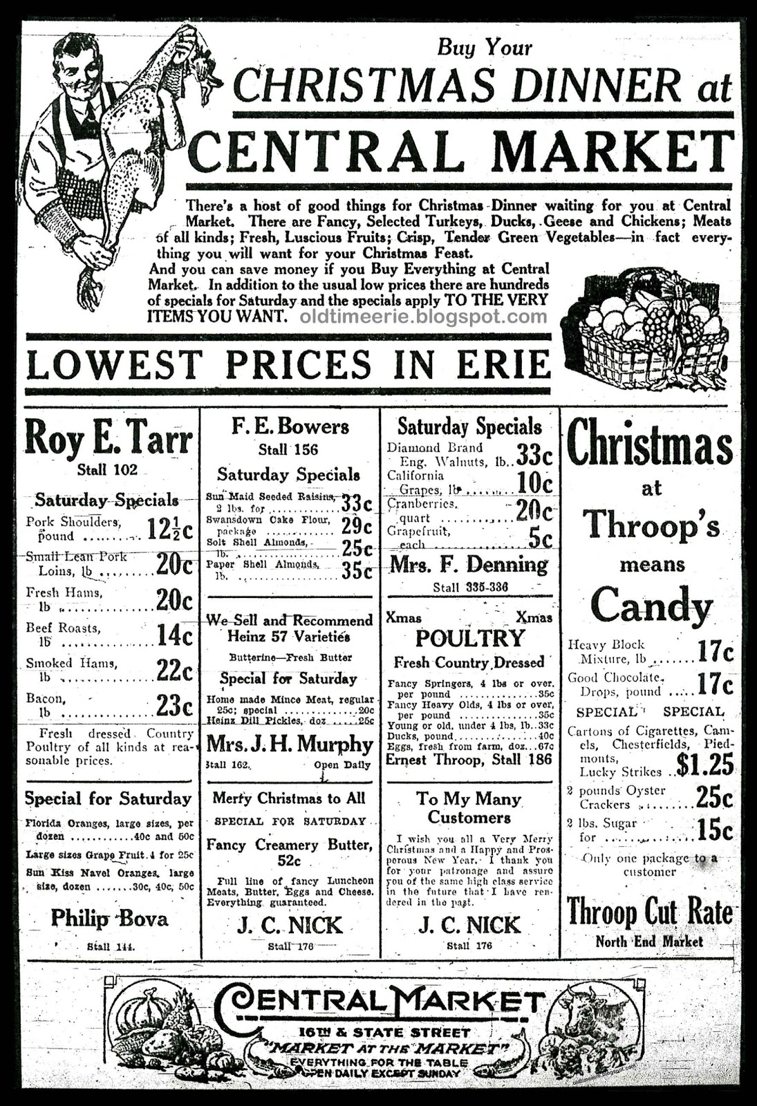 Old Time Erie: Christmas Dinner at Central Market, 16th &amp; State 1922