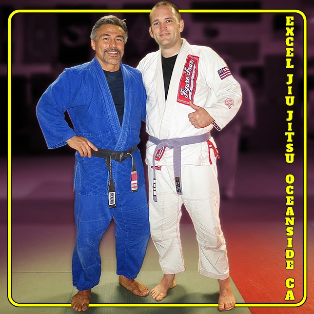 Professor Michio Grubbs promotes Dan Hoopes to 4 stripe Jiu Jitsu Purple Belt in Oceanside
