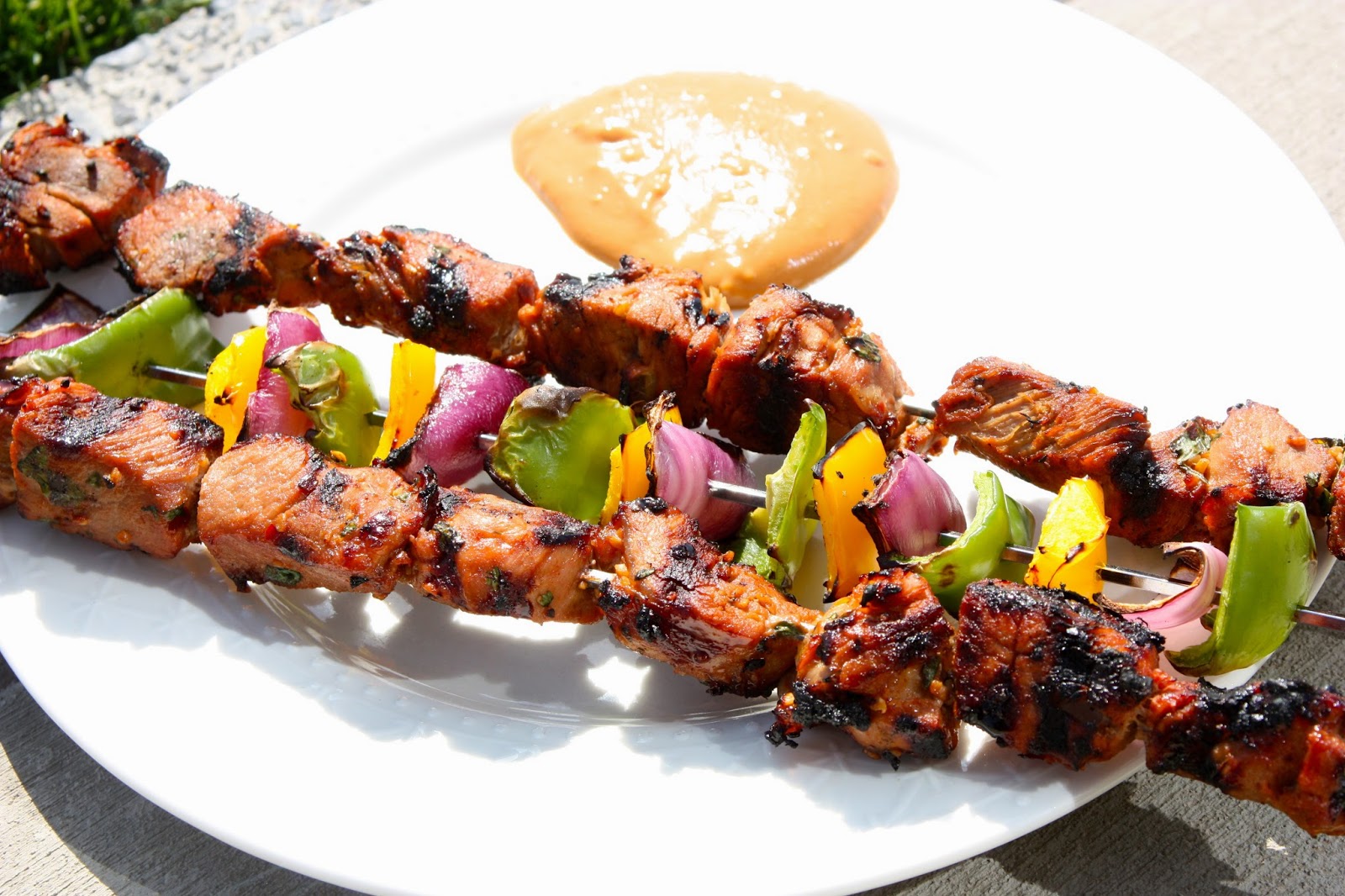 My Recipe Box Grilled Thai Pork or Chicken Kabobs with Peanut Dipping Sauce