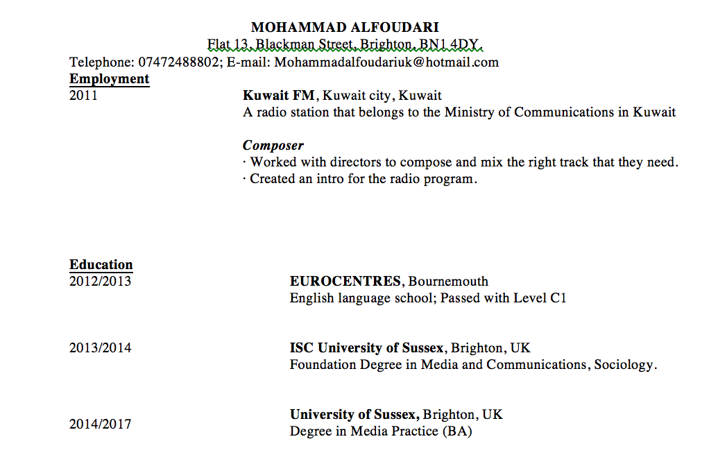 mock job application
