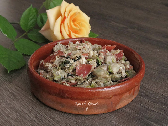 Habas con jamón y huevo revuelto – Lima beans with prosciutto and egg Habas con jamón y huevo revuelto – Lima beans with prosciutto and egg