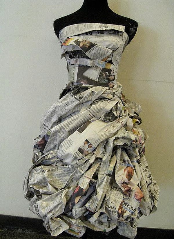 creative ideas; newspaper beautiful dress
