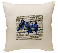 Boutique de Achados almofada vintage, almofada passarinhos, almofada romântica, almofada azul