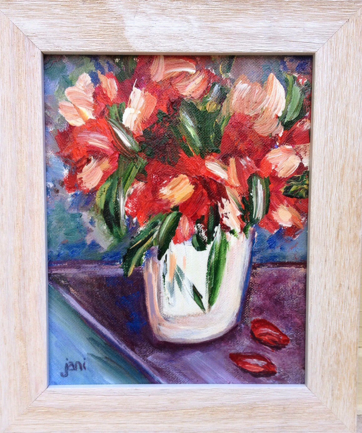 White vase with summer flowers