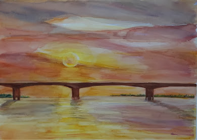 Pôr do sol sobre a ponte