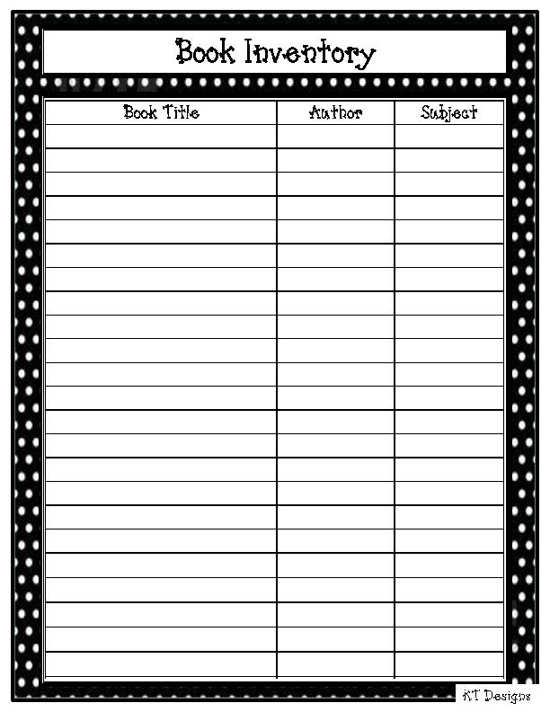 kt designs bonus free printable textbook inventory template