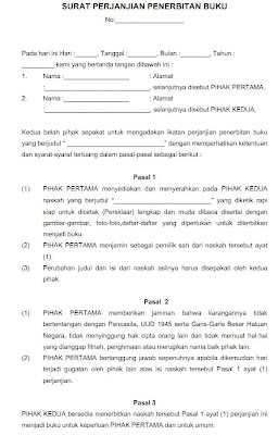 surat perjanjian penerbitan buku