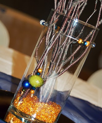  4 Blue and Gold Wedding Centerpieces
