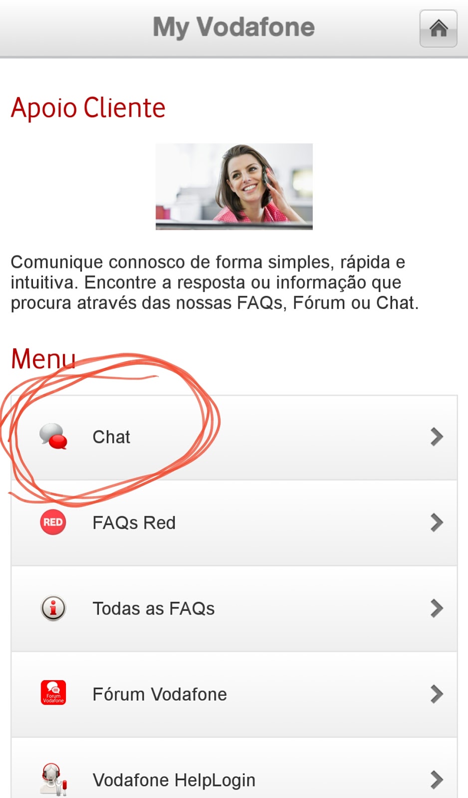 O lado bom da coisa... Apoio cliente Vodafone gratuito