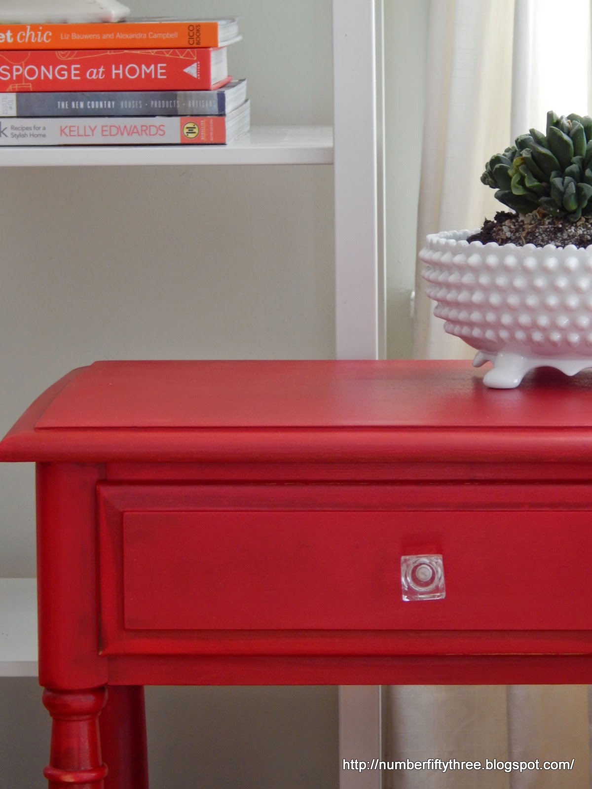 Number FiftyThree Bold Red End Table