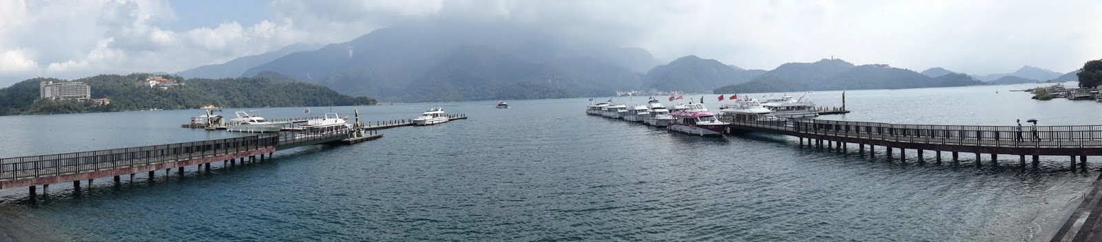 A beautiful scenery of panoramic view of Sun Moon Lake which is famous for a honeymoon lake at Nantou County of Taiwan A beautiful scenery of panoramic view of Sun Moon Lake which is famous for a honeymoon lake at Nantou County of Taiwan
