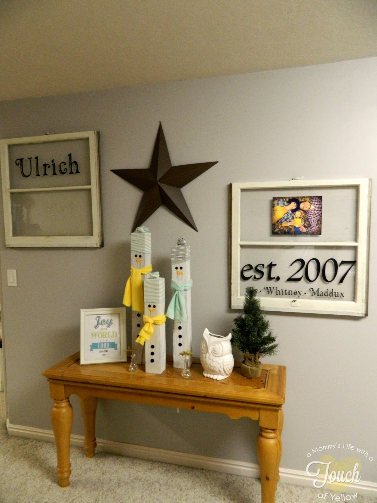 A mommy's life...with a touch of YELLOW Fence Post Snowmen