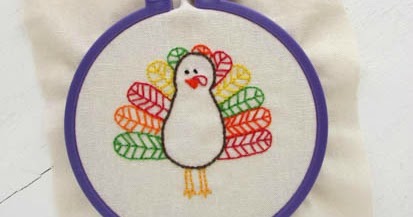 A lively hope free hand embroidery sybju thanksgiving turkey