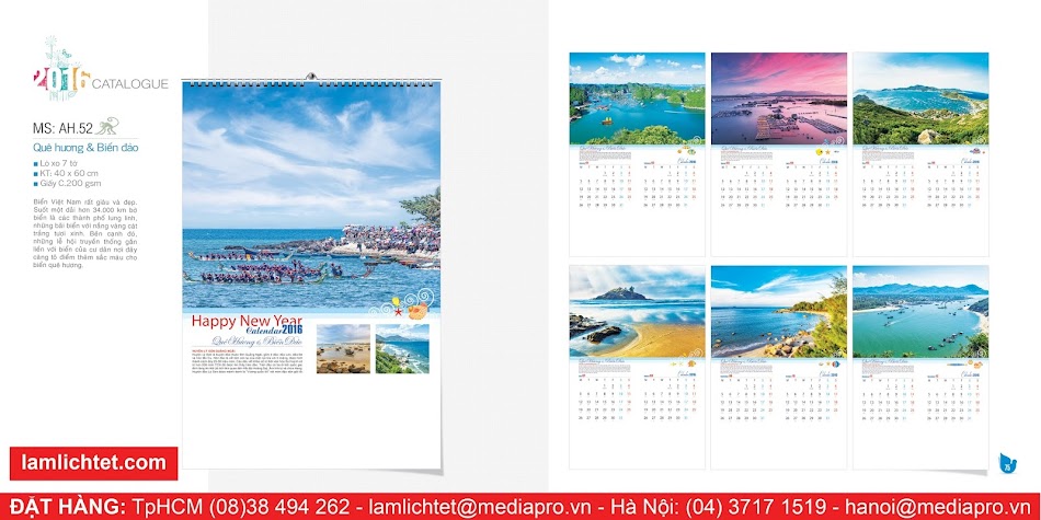 Mẫu Thiết Kế Lịch Treo Tường Đẹp Rẻ: Lịch 7 Tờ Lòxo AH52 - Quê Hương & Biển Đảo Mẫu Thiết Kế Lịch Treo Tường Đẹp Rẻ: Lịch 7 Tờ Lòxo AH52 - Quê Hương & Biển Đảo