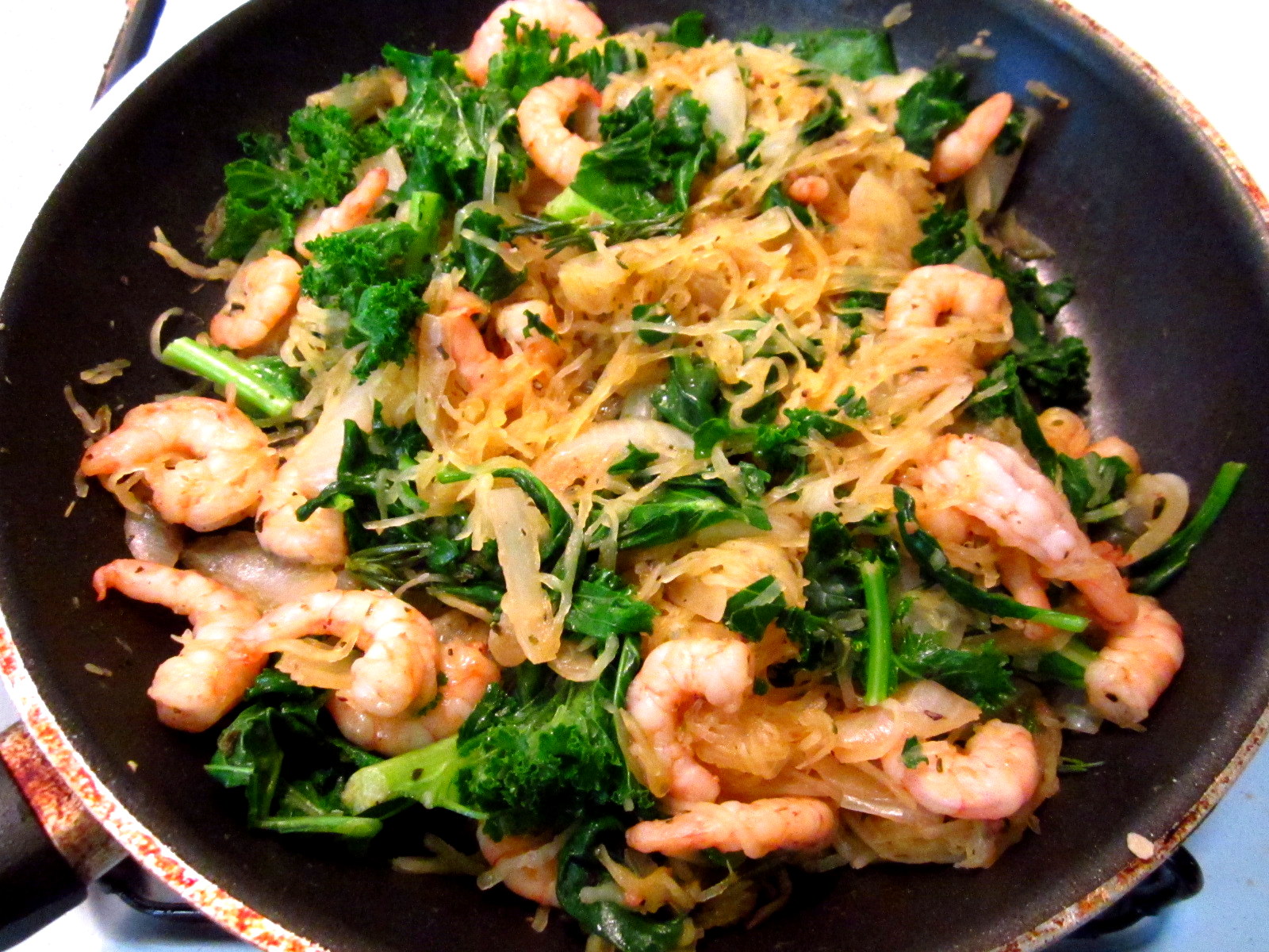 The Curious Lark Rosemary Shrimp Kale Spaghetti Squash Recipe!