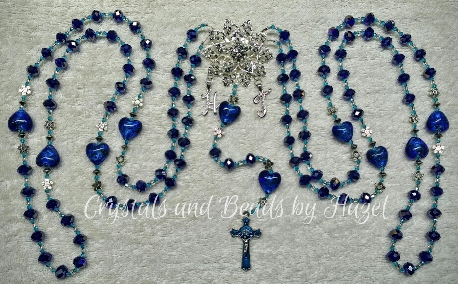 Crystals And Beads Shire Blue Crystal Rosary Wedding Cord Cord Type Style String Wedding Rosary Non Convertible Materials Crystals Crystal Bicones Metal Ers Gl Seed Beads