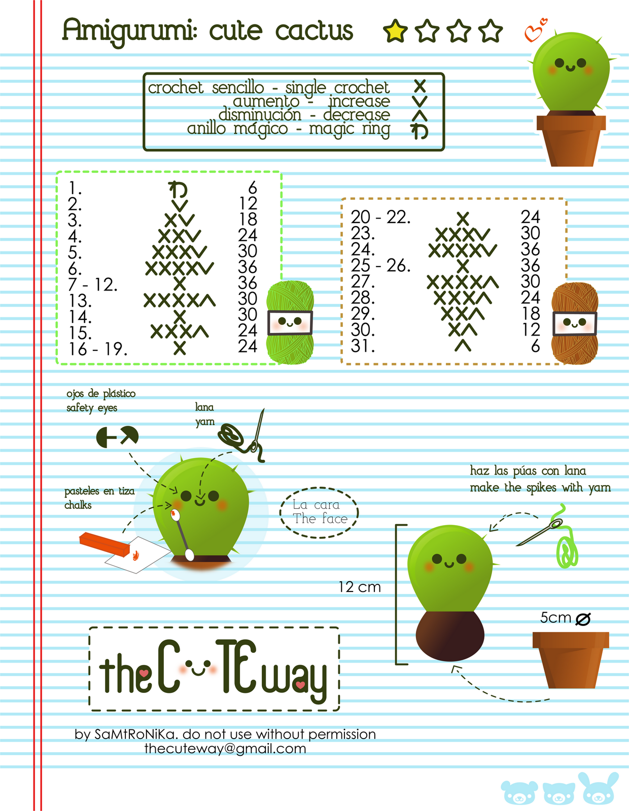 RANDOM LITTLE ME: .:Cute Cactus:. patron/pattern amigurumi