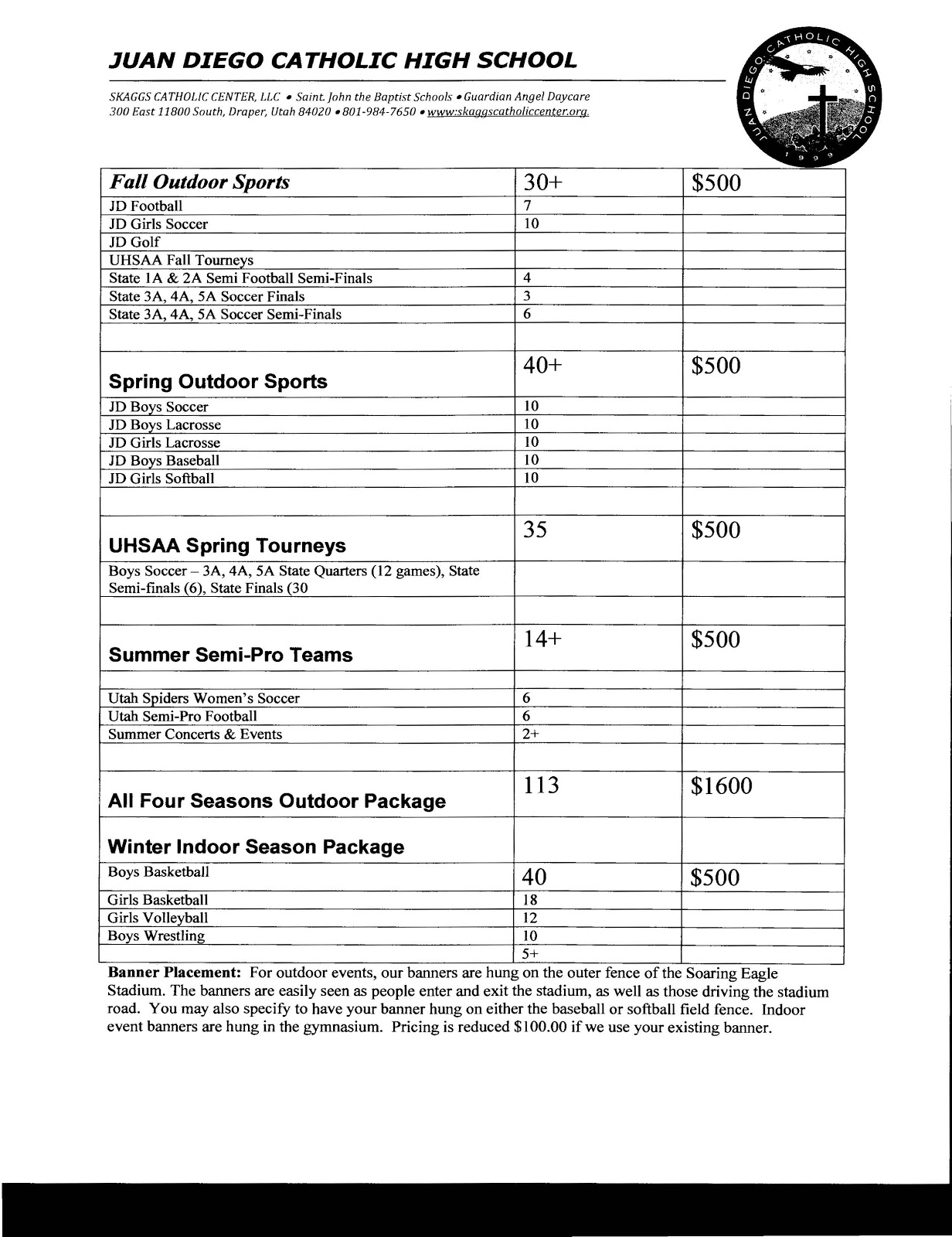 JD Cheer Banner Sponsorship Forms