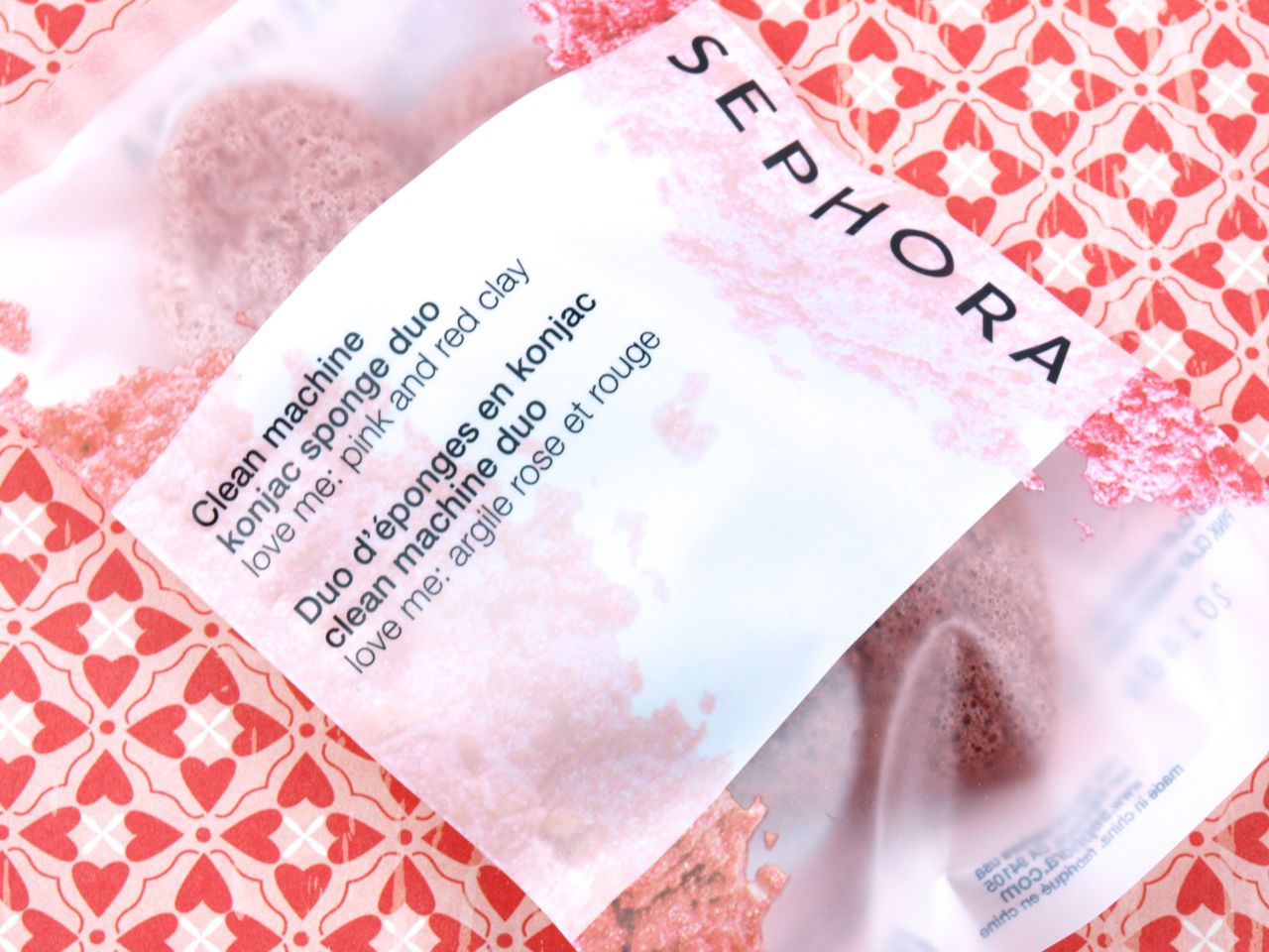 Sephora Clean Machine Konjac Sponge Duo Love Me Pink and Red Clay