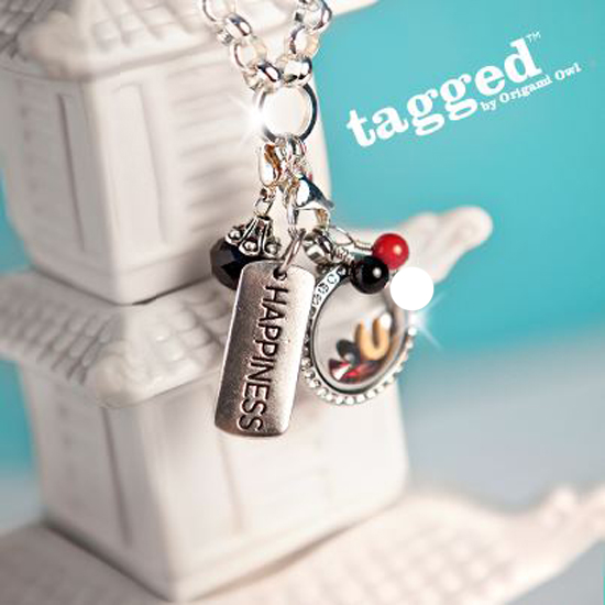 Happiness Tagged Necklace & Origami Owl Living Locket from StoriedCharms.blogspot.com