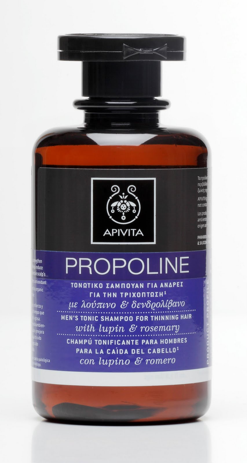champu para hombre de apivita de lupino y romero