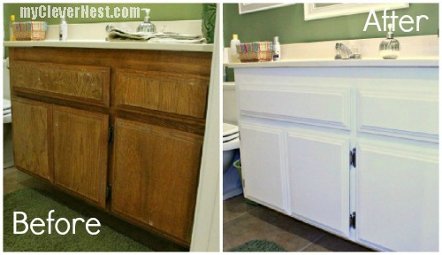 Painting Melamine Bathroom Cabinets clever nest: diy: repainting bathroom cabinets- quick and easy! Painting Melamine Bathroom Cabinets clever nest: diy: repainting bathroom cabinets- quick and easy!