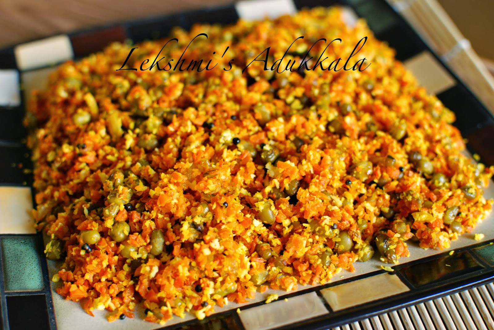 Lekshmi S Adukkala Carrot Cherupayar Thoran Carrot Green Gram Stir Fry