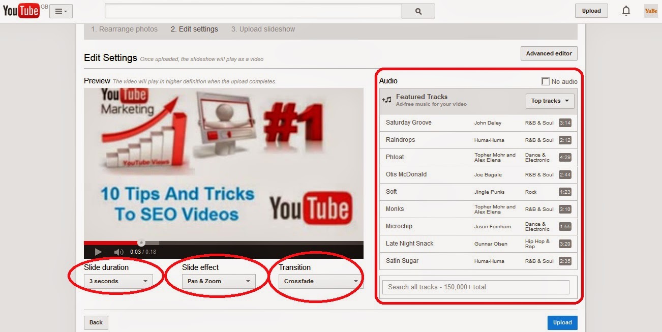 youtube video slideshow with photos
