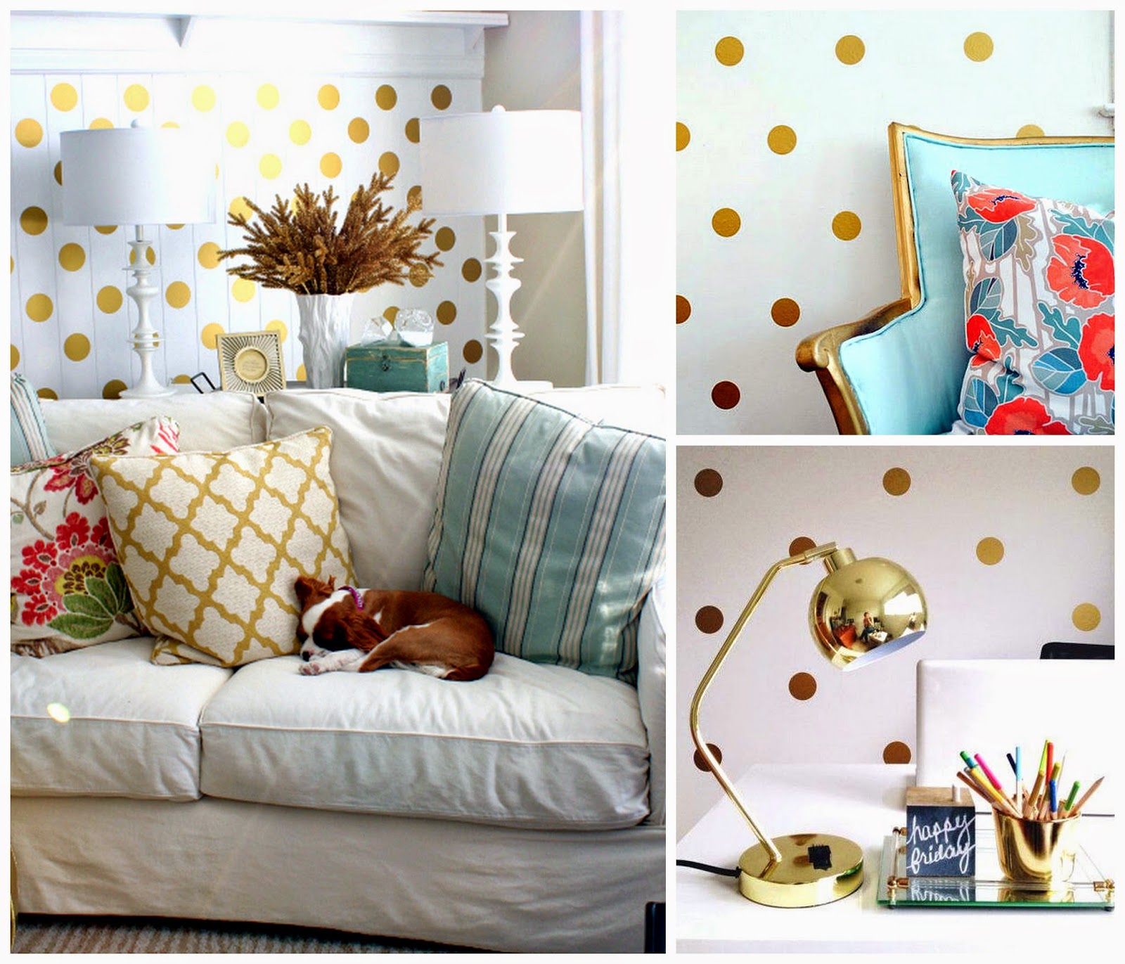 Just A Smidge Loving Gold PolkaDot Walls