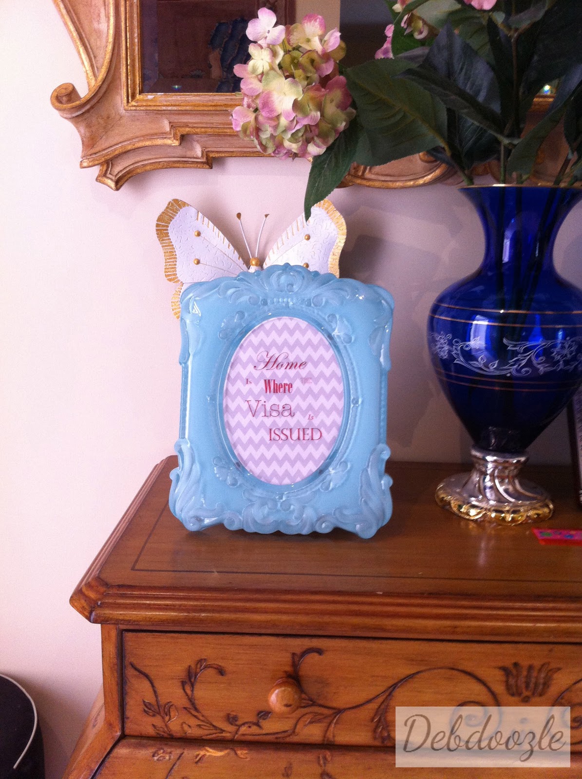 Debdoozle DIY Blue Milk Glass Picture Frame