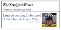 NYTimes headline: Lance Armstrong stripped of 7 titles
