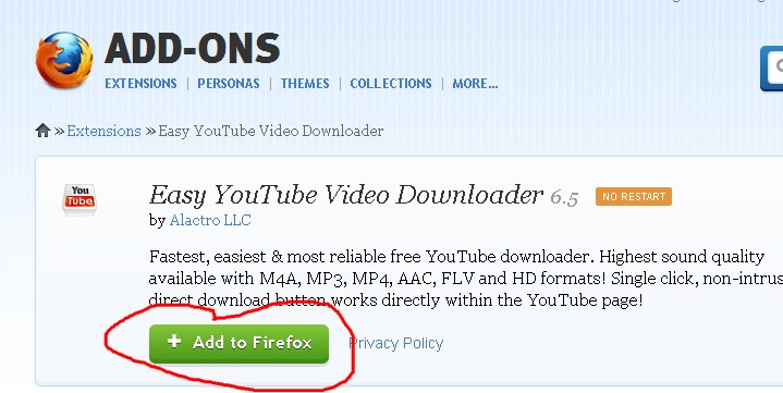 video download firefox addons