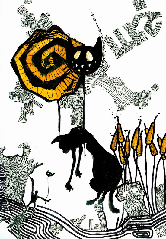 "Да ти мине черна котка въздушното пространство", Drawing on paper, 25x18 cm