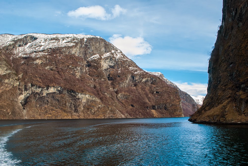 Nærøyfjord in Norway Sailing through the fjords on a fjord cruise in norway