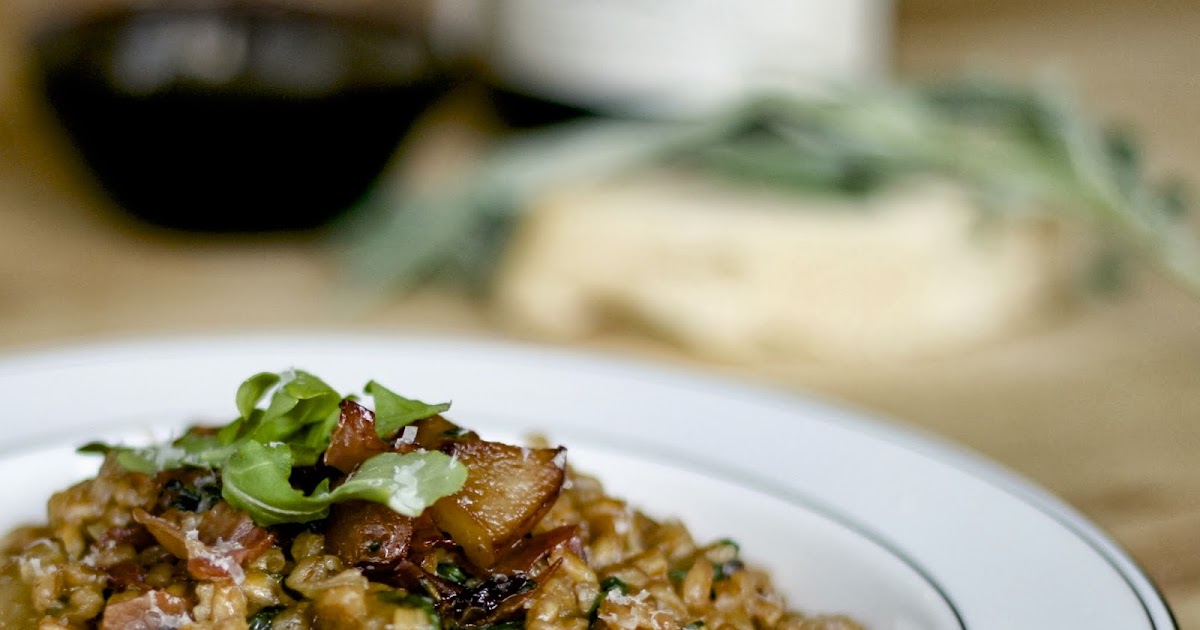 e is for eat F is for Farrotto with Pears, Prosciutto & Sage